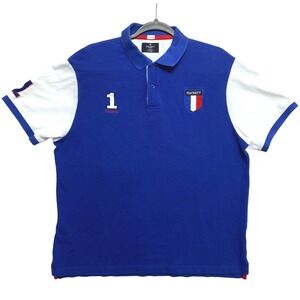 Hackett London France Rugby Polo Shirt Mens XL Blue White Red Classic Fit